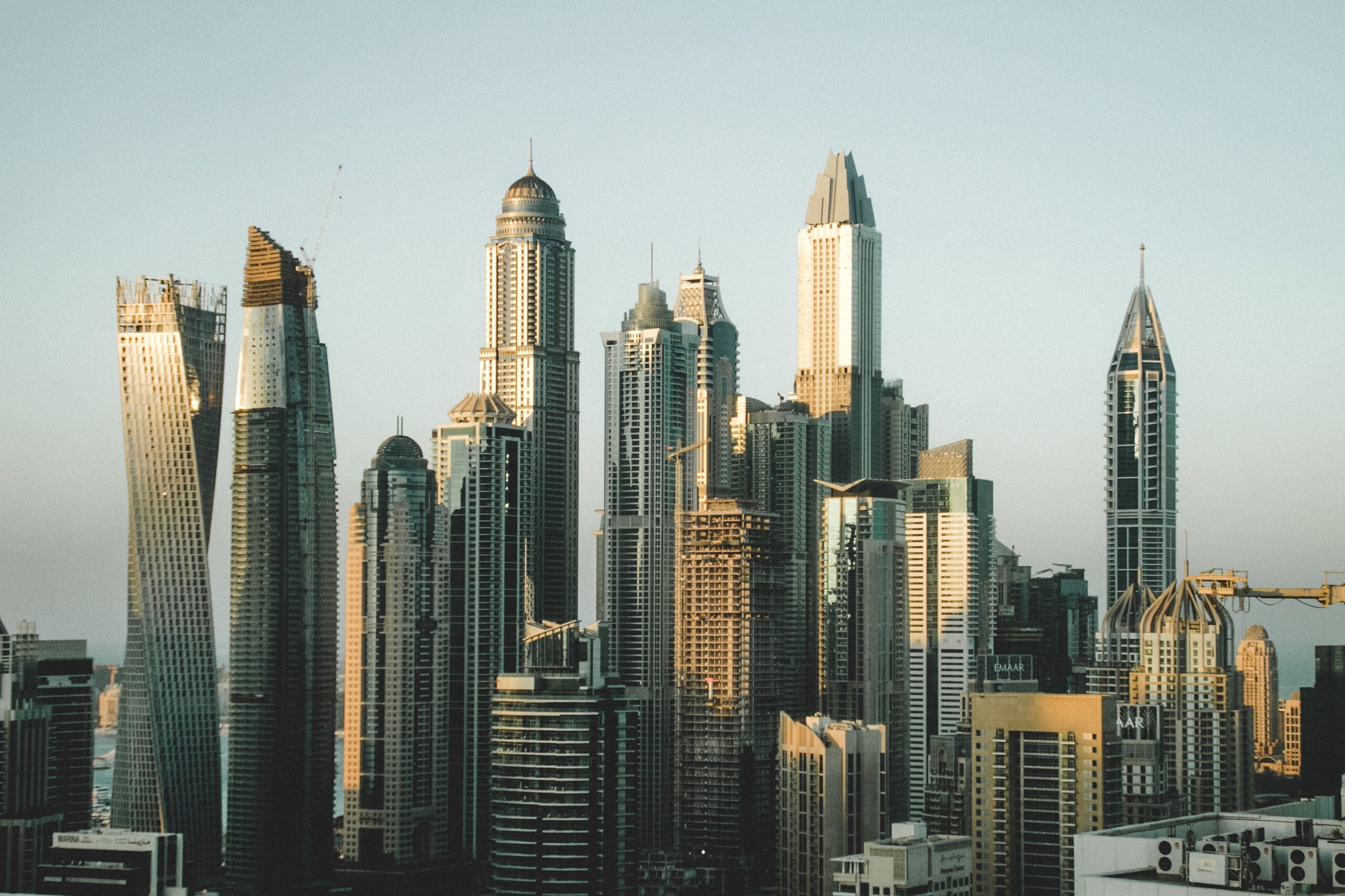 Dubai Marina skyline towers at golden hour, representing the property values now eligible for Dubai's 2-year investor visa