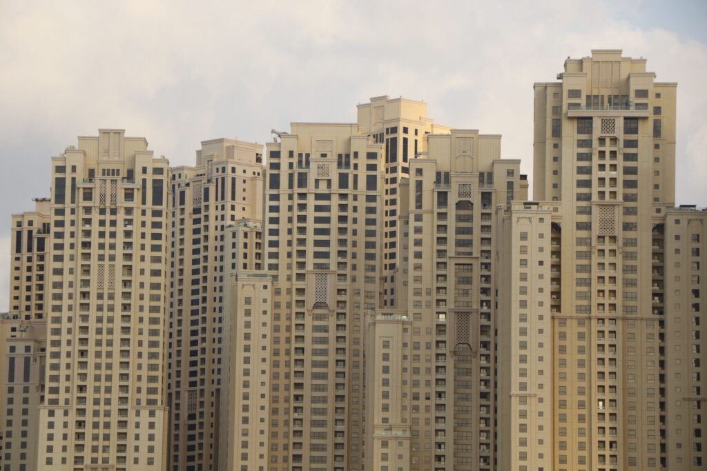 Cluster of cream-toned high-rise residential towers in Dubai Marina near Marina Diamond 3