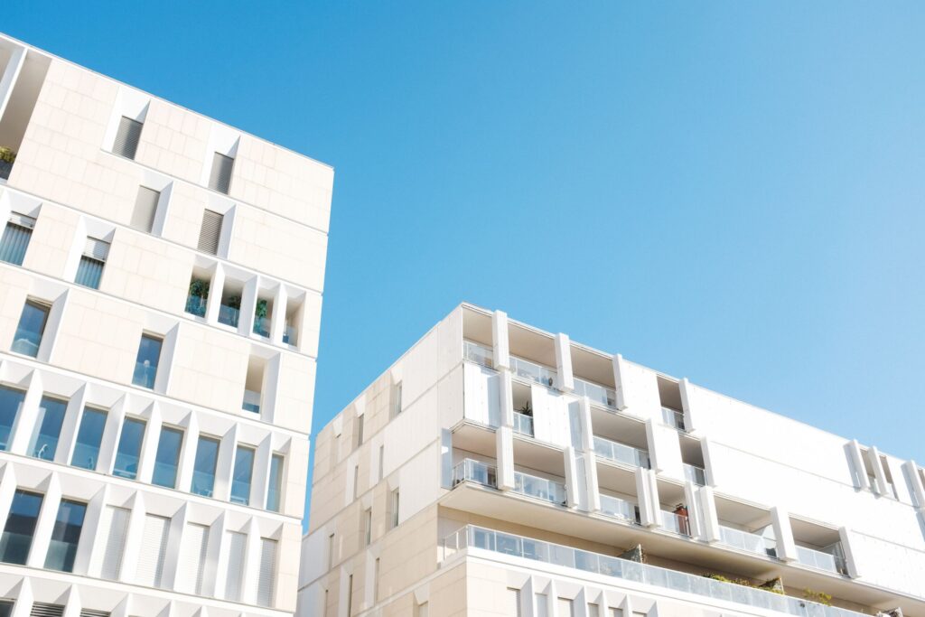 Modern mid-rise apartment buildings in Al Quoz, Dubai, representative of Al Khail Gate Phase 2.