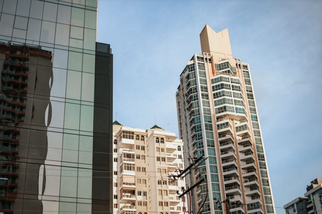 Modern skyscrapers at golden hour near Hamilton Residency, Business Bay