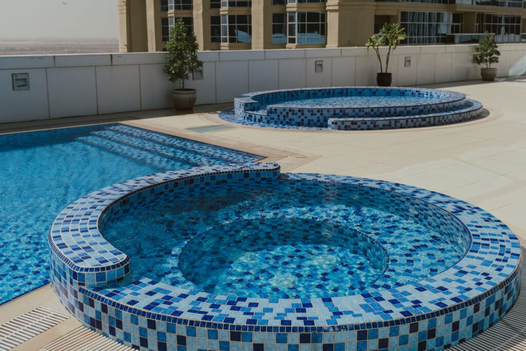 Rooftop pool and jacuzzi deck near Hyati Residence, JVC